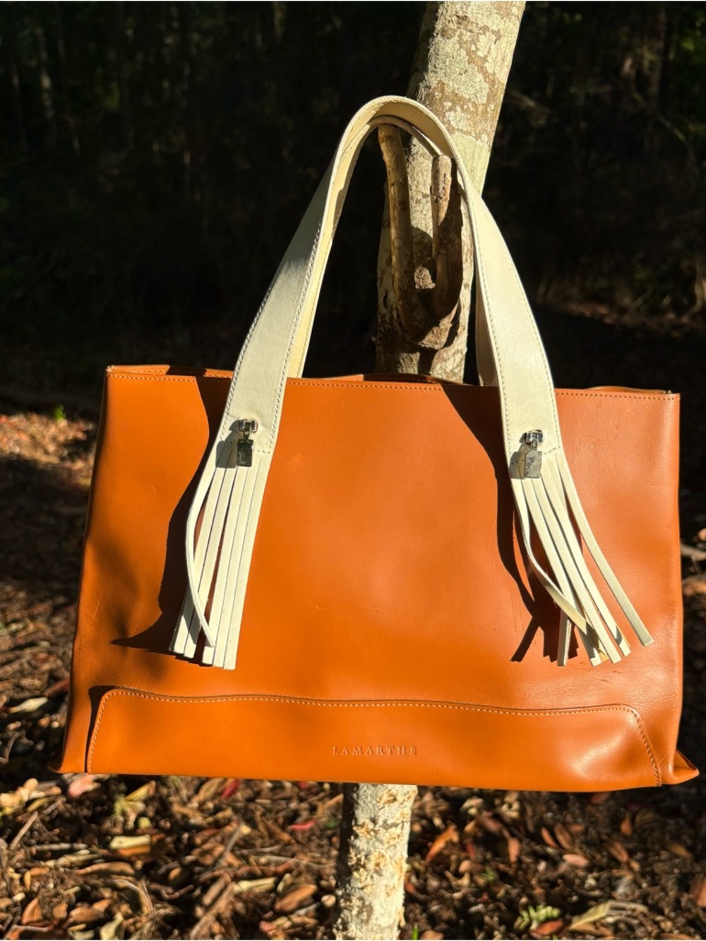 Lamarthe Tan & Cream Leather Tote Bag